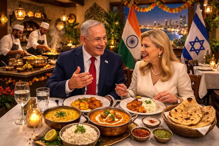 Netanyahu Says He “Owes India” After First Date With Wife at Indian Restaurant in Tel Aviv